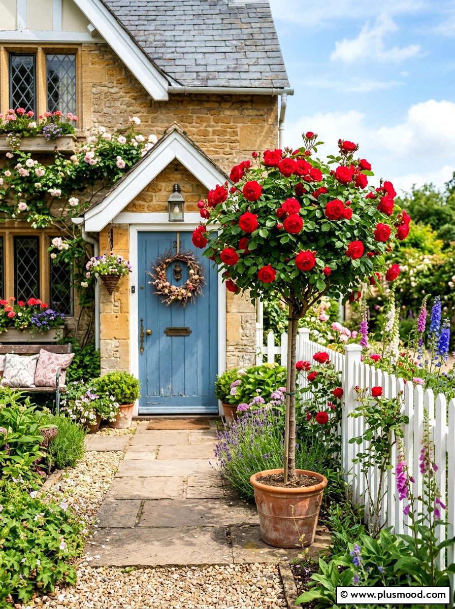 Rose Tree Topiary - 25 summer topiary ideas for front entry