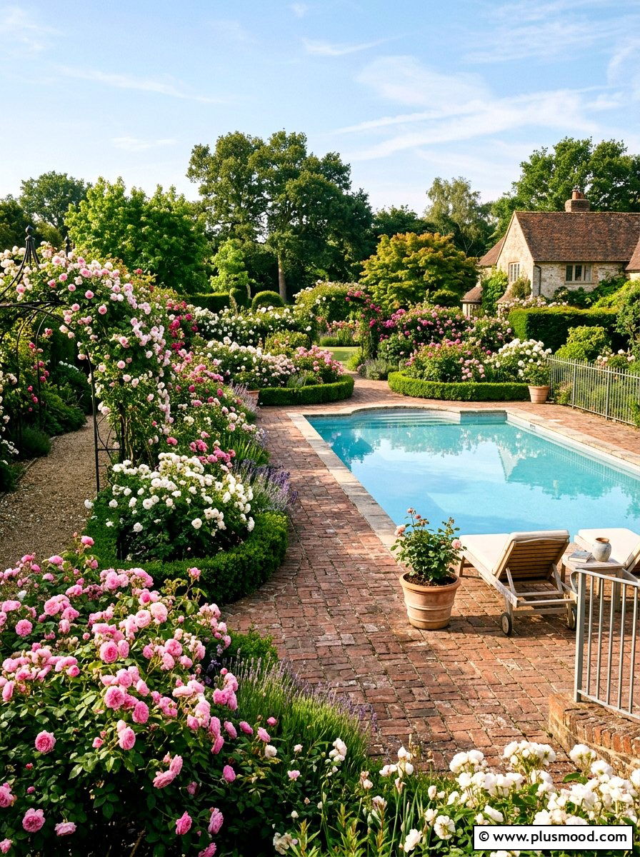 Rose garden pool surrounds - 25 pool landscaping ideas with flower beds