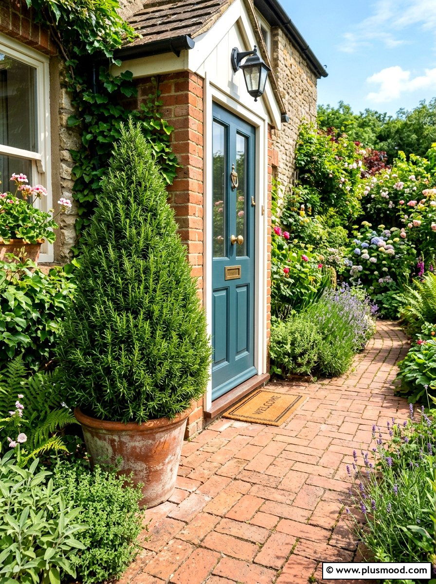 Rosemary Cone Topiary - 25 summer topiary ideas for front entry