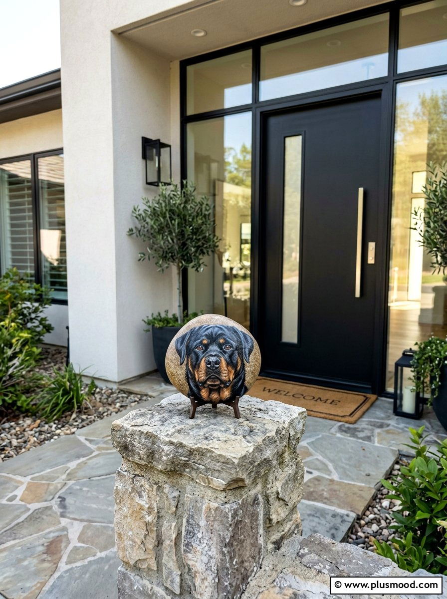 Rottweiler Painted Rock - 25 painted rock ideas with dogs