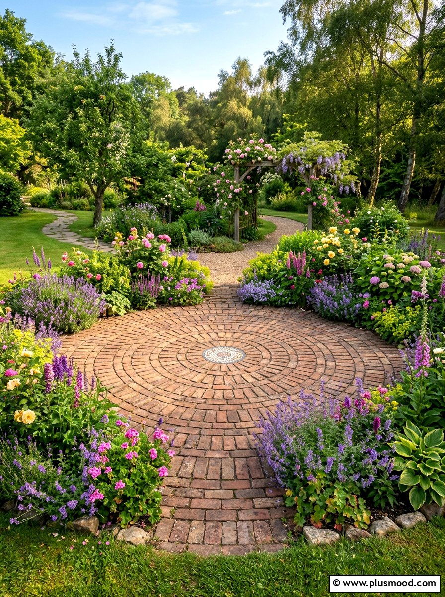 Round Brick Patio - 25 small backyard ideas with brick patio