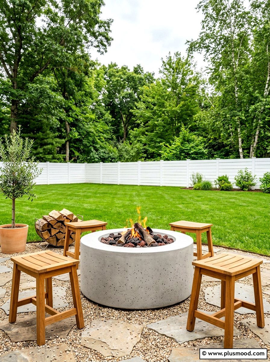 Round Concrete Fire Pit - 25 summer patio fire pit ideas