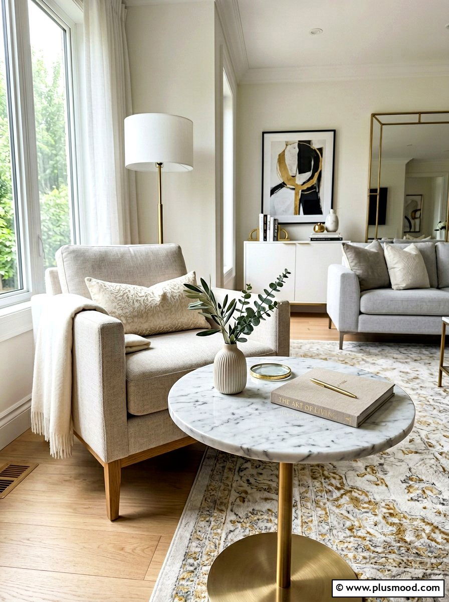 Round Marble Table - 25 late summer living room ideas