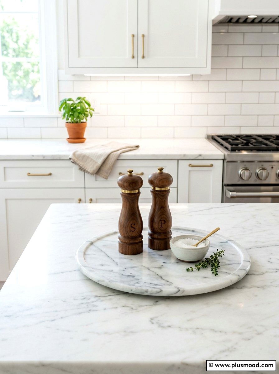 Round Marble Tray - 25 summer to fall kitchen decor ideas