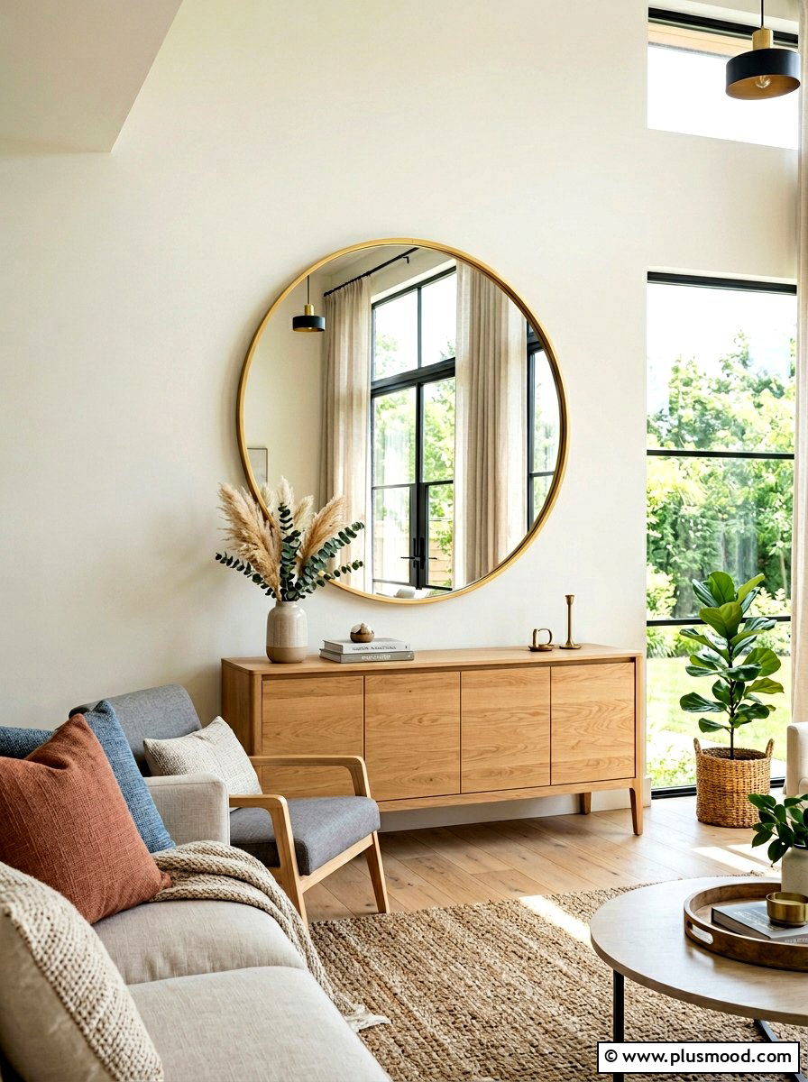 Round Mirror Living Room - 25 light summer living room ideas