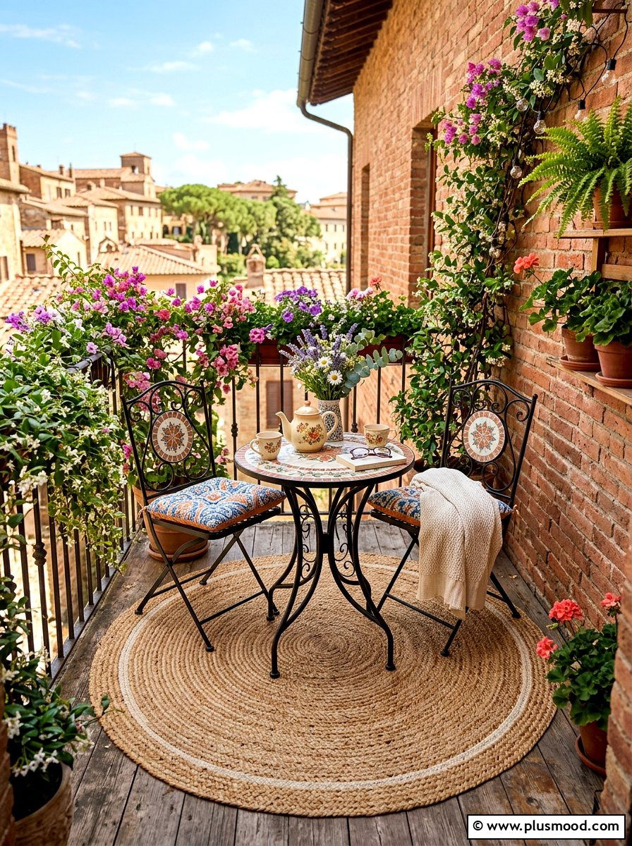Round Outdoor Rug - 25 summer balcony rug ideas