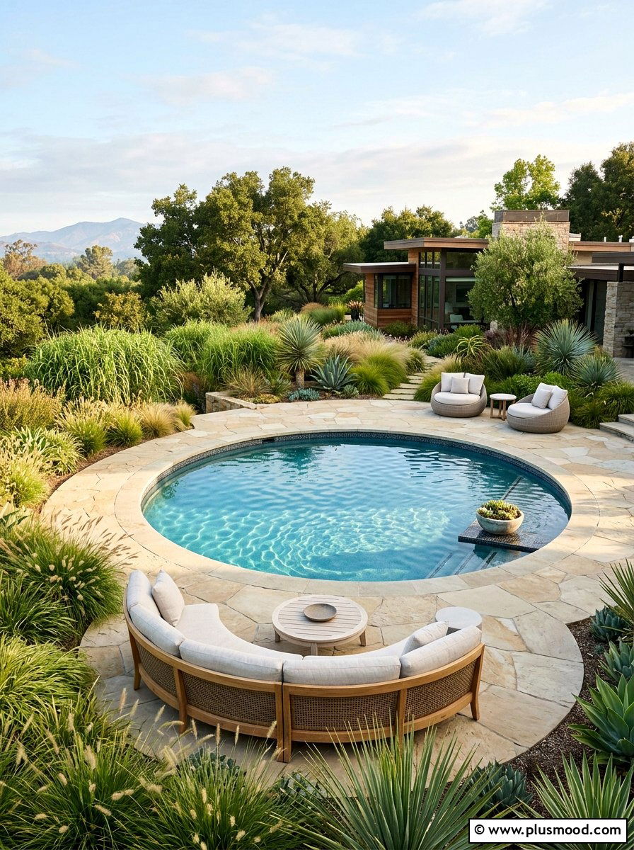 Round Pool - 25 small backyard ideas with pool