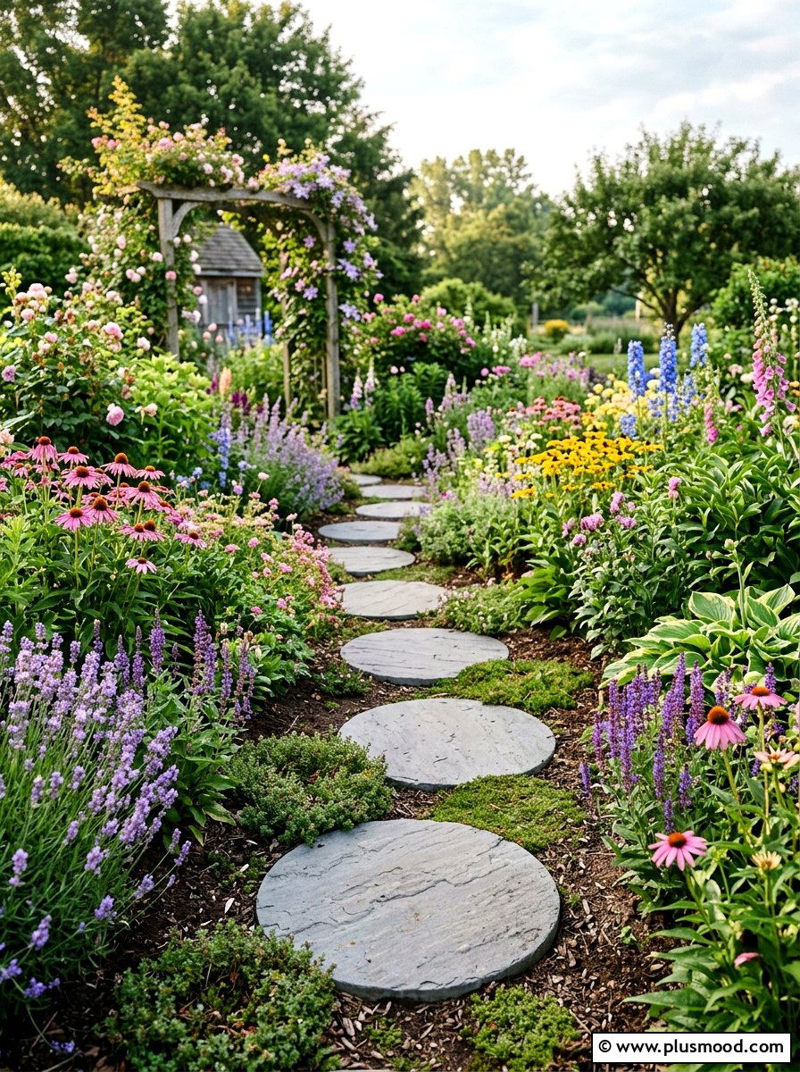 Round Stepping Stones - 25 small backyard ideas with stepping stones