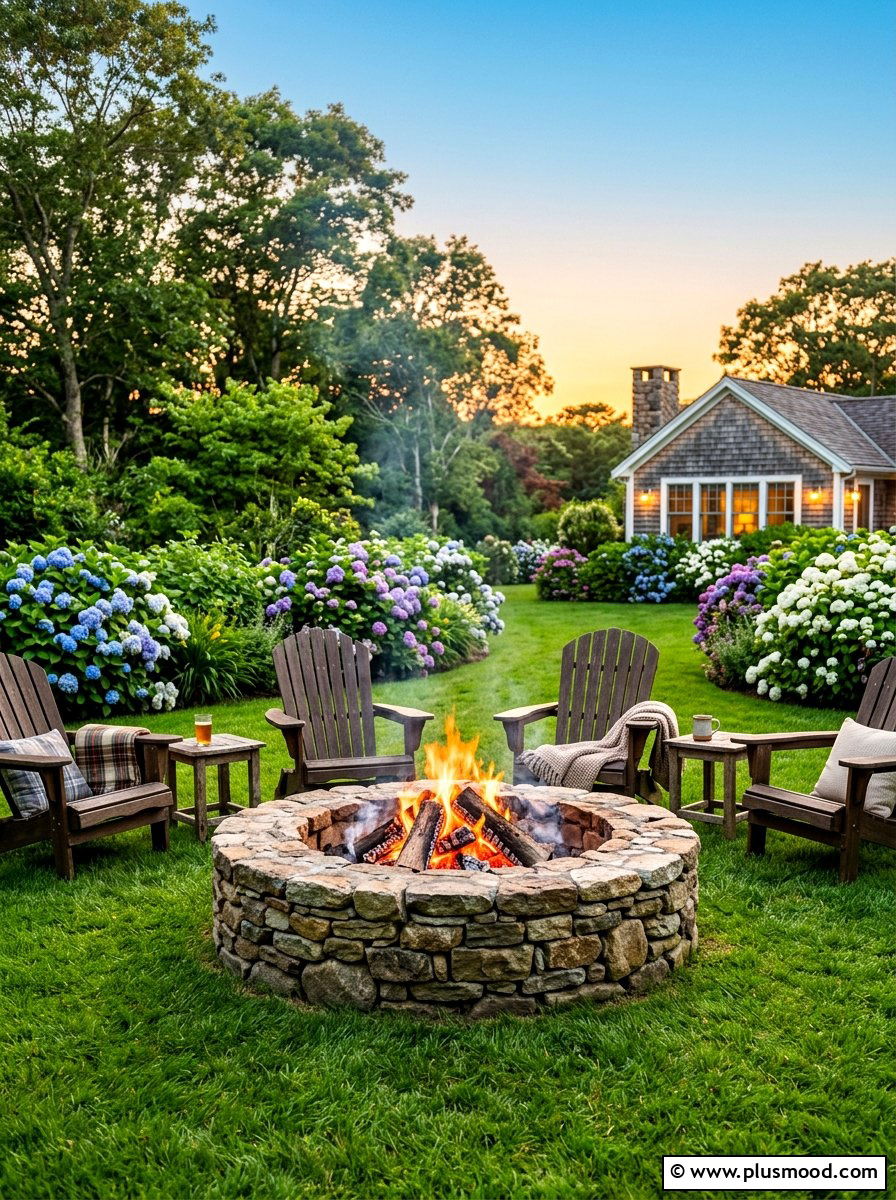 Round Stone Fire Pit - 25 summer backyard fire pit ideas