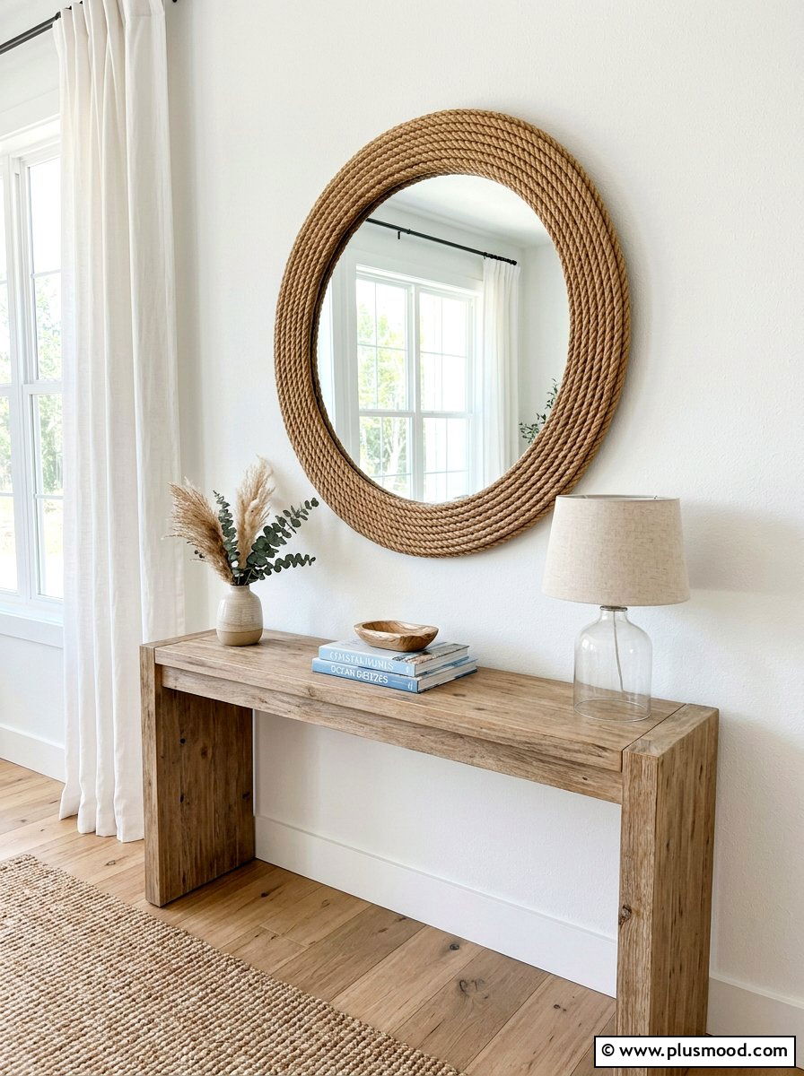 Round Wall Mirror - 25 coastal summer living room ideas