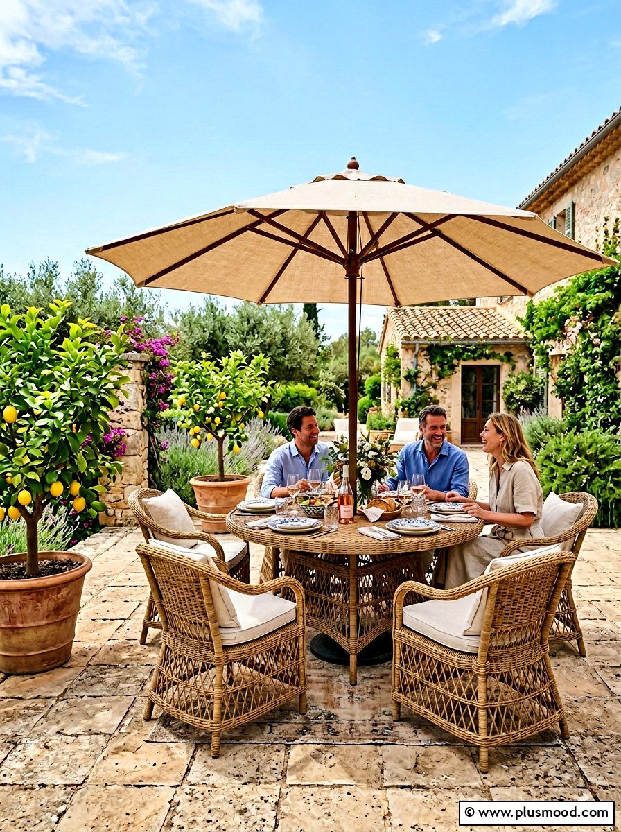 Round Wicker Dining Table - 25 summer patio ideas with wicker furniture