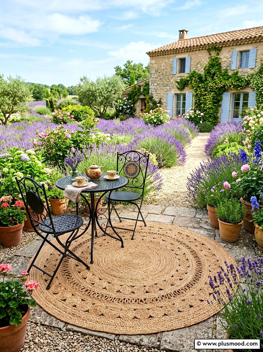 Round Woven Grass Rug - 25 summer patio rug ideas