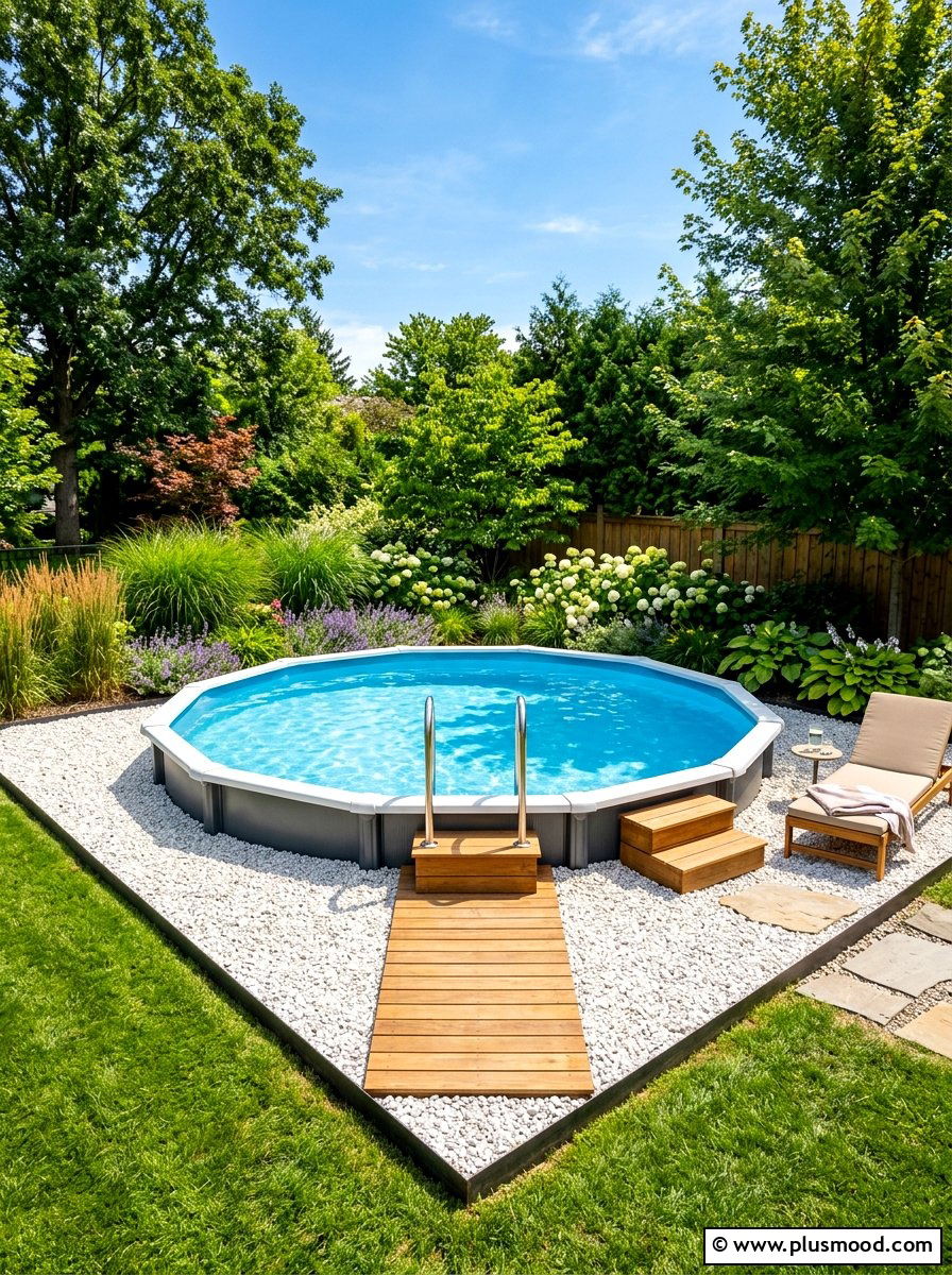 Round above ground pool with gravel base - 25 summer above ground pool ideas