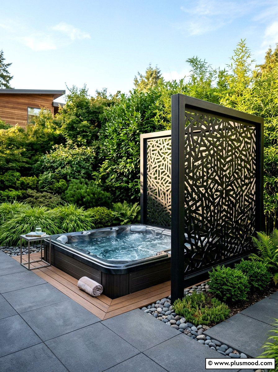 Round hot tub deck - 25 small backyard ideas with hot tub