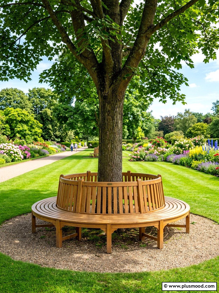Round tree bench - 25 summer garden seating ideas