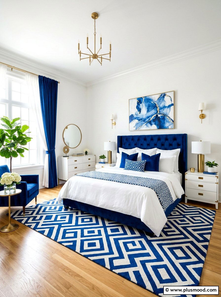 Royal blue and white bedroom - 25 summer white and blue bedroom ideas
