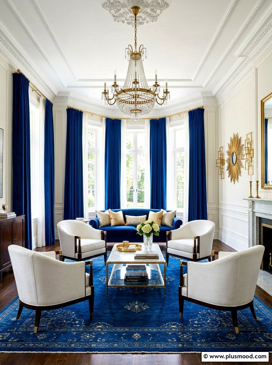 Royal blue living room - 25 blue summer living room ideas