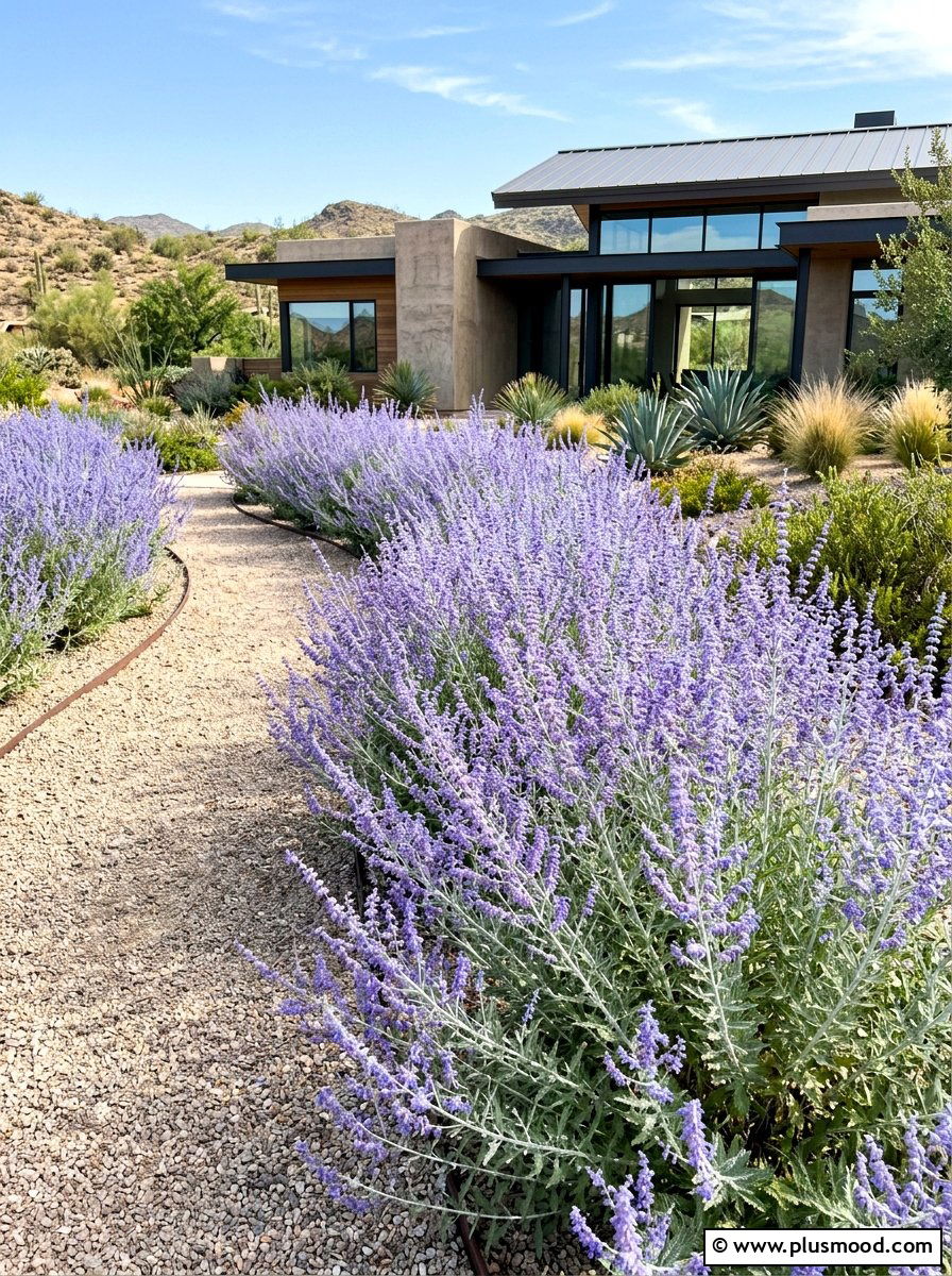 Russian sage border - 25 late summer flower bed ideas