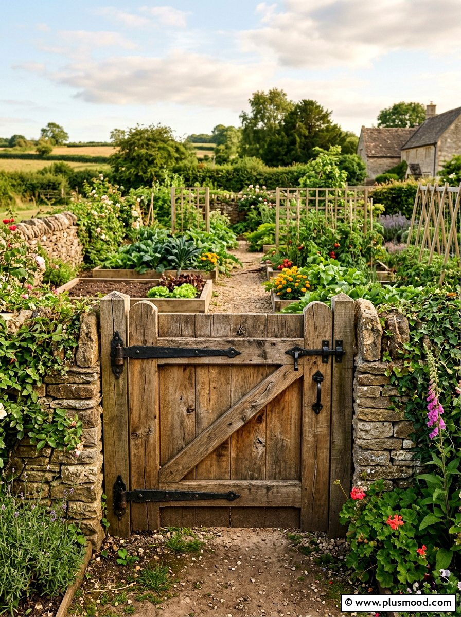 Rustic Barn Wood Garden Gate - 25 outdoor garden decor ideas with wooden gate