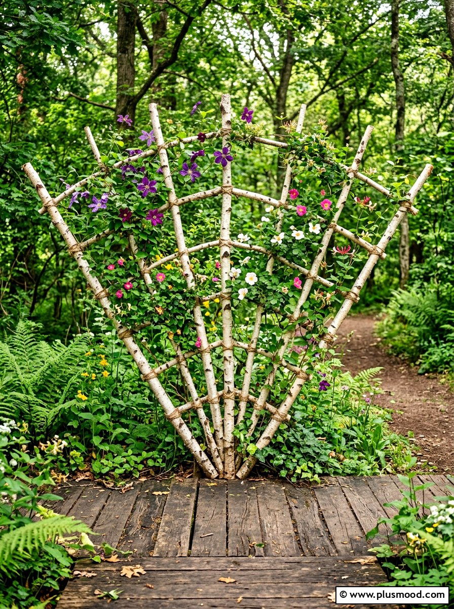 Rustic Branch Trellis - 25 summer balcony trellis ideas