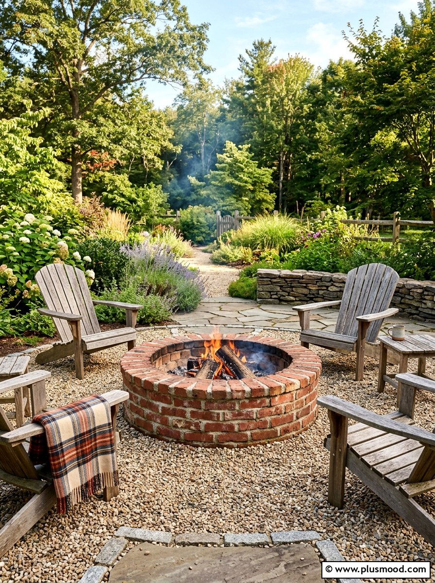 Rustic Brick Fire Pit - 25 small backyard ideas with fire pit