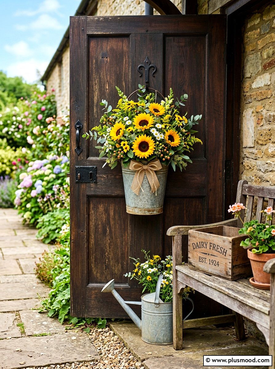 Rustic Bucket Summer Door Decor - 25 summer door decor ideas for summer