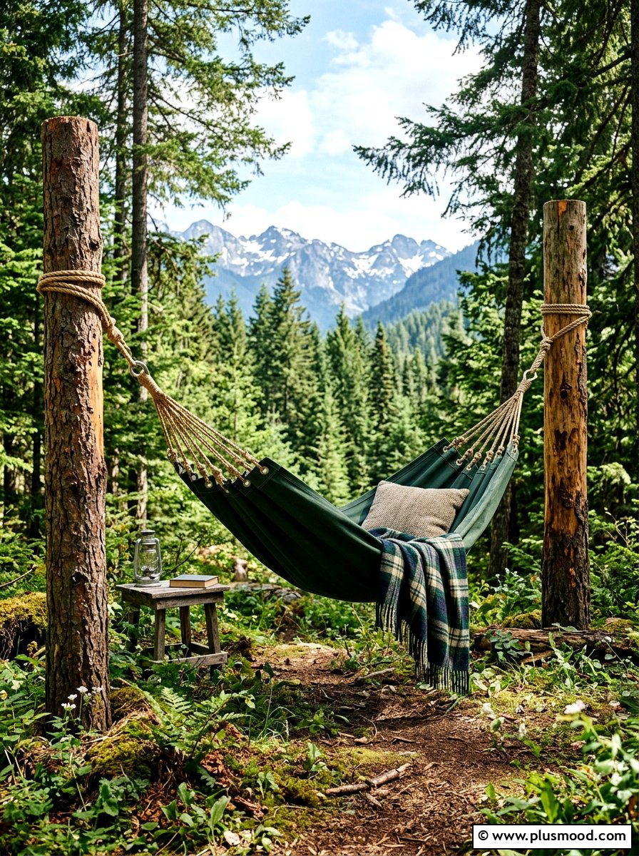 Rustic Cabin Hammock - 25 summer backyard hammock ideas