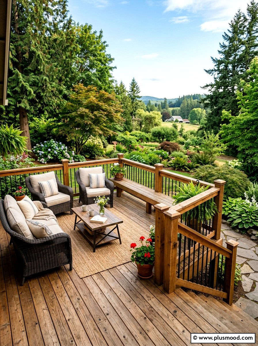 Rustic Cedar Raised Deck - 25 small backyard ideas with raised deck