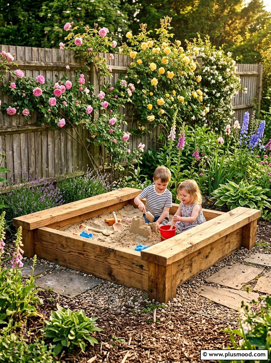 Rustic Cedar Sandbox - 25 small backyard ideas with sandbox