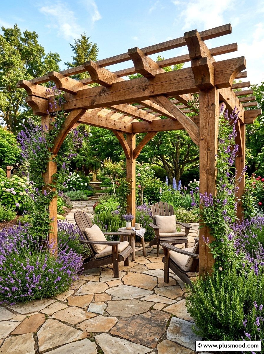 Rustic Cedar Wood Pergola - 25 summer backyard pergola ideas