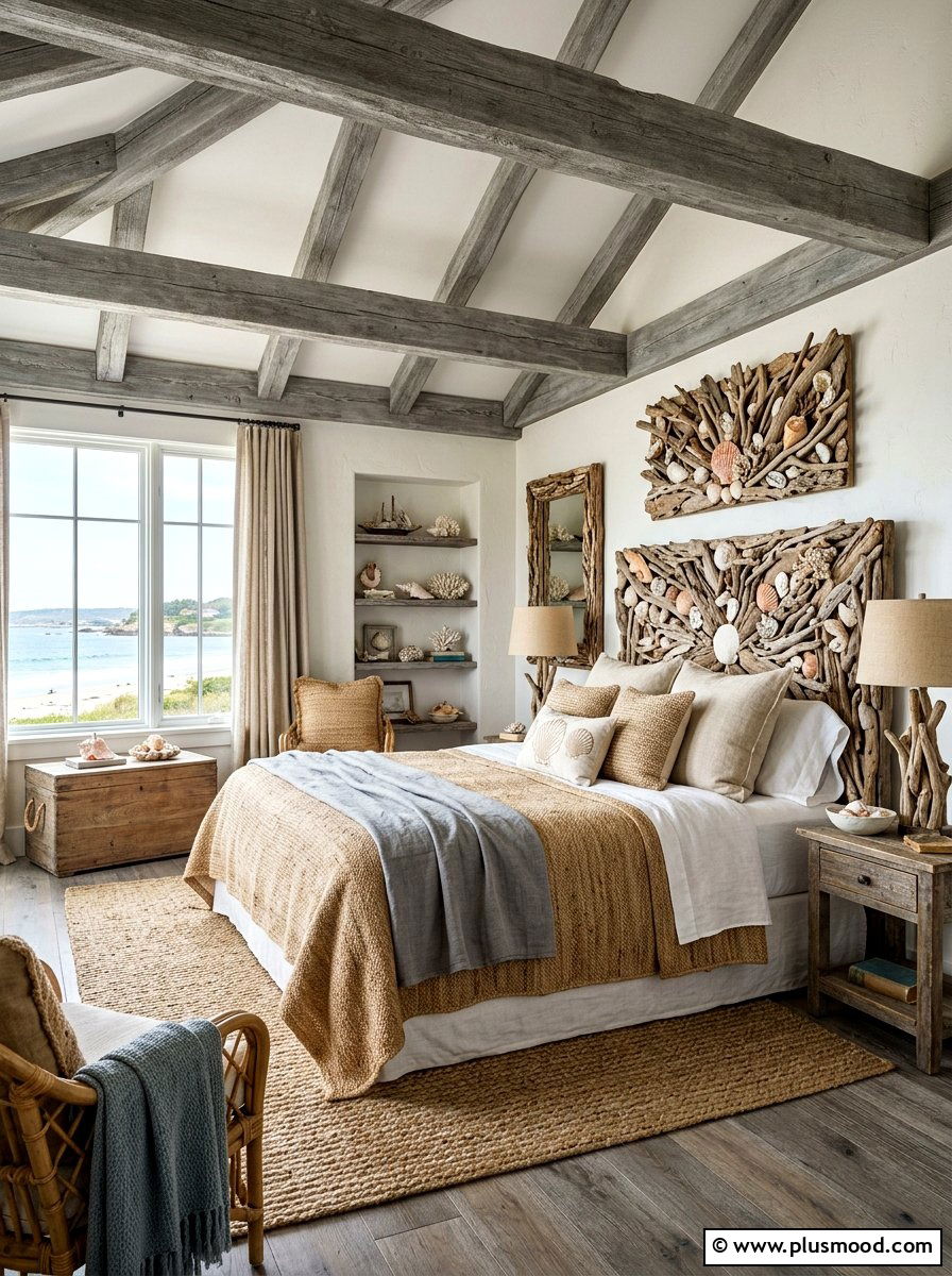 Rustic Driftwood Shell Bedroom - 25 summer seashell bedroom decor ideas
