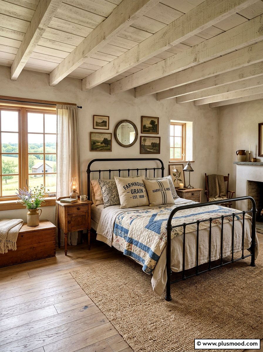 Rustic Farmhouse Bedroom - 25 neutral summer bedroom ideas