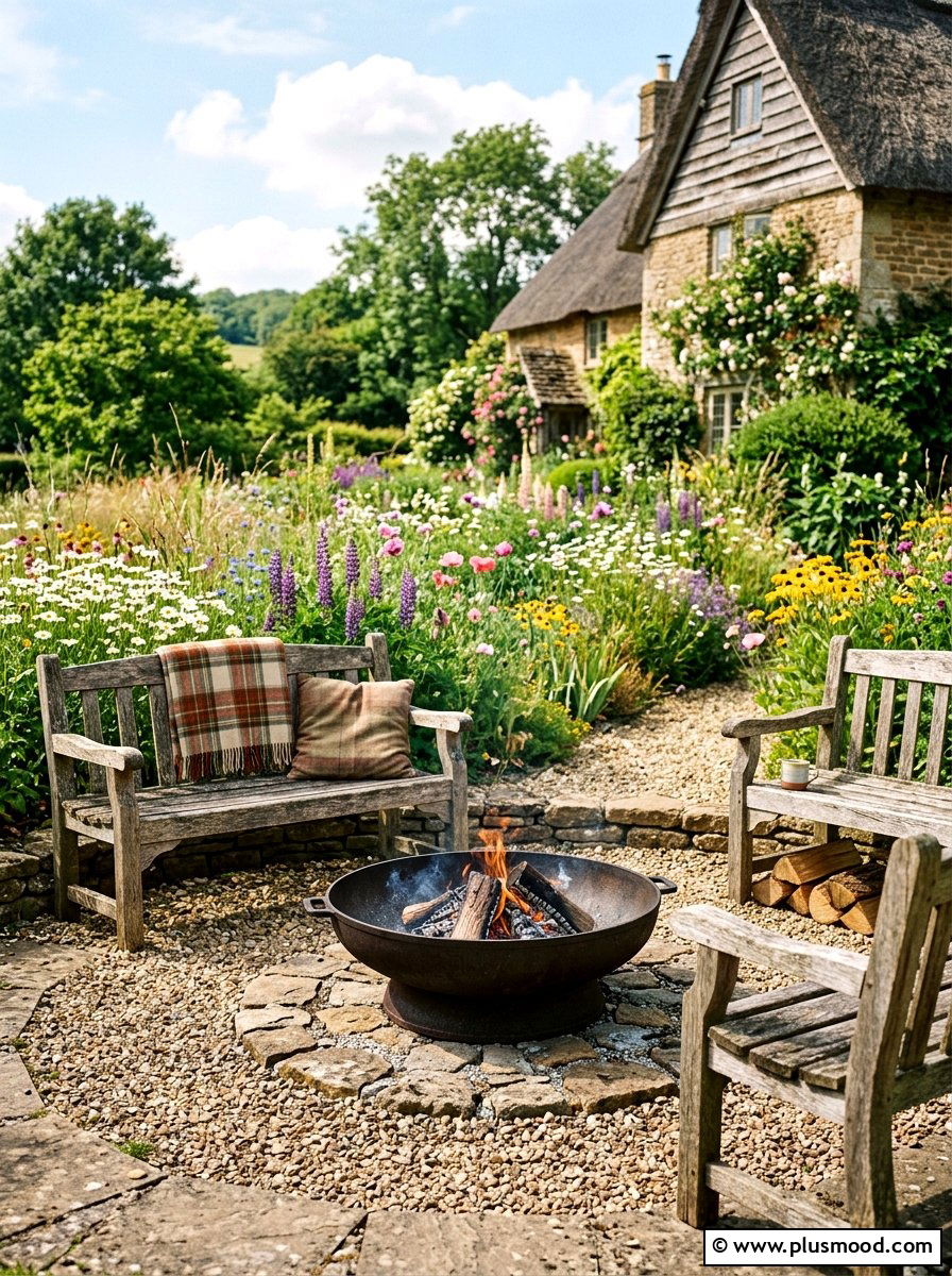 Rustic Farmhouse Fire Bowl - 25 small backyard ideas with fire bowl