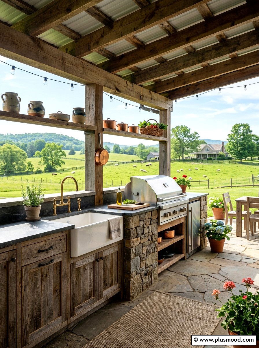 Rustic Farmhouse Outdoor Kitchen - 25 summer outdoor kitchen entertaining ideas