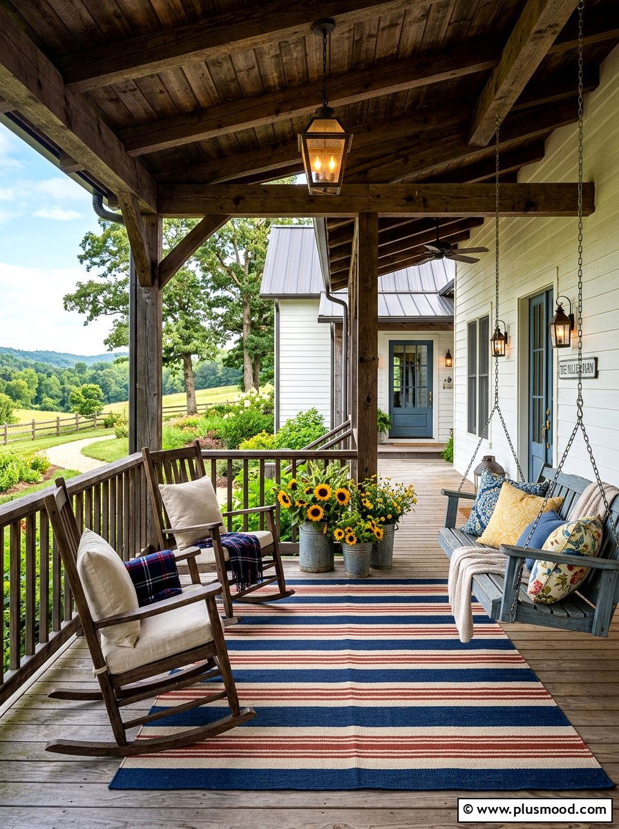 Rustic Farmhouse Porch - 25 mid summer home decor ideas