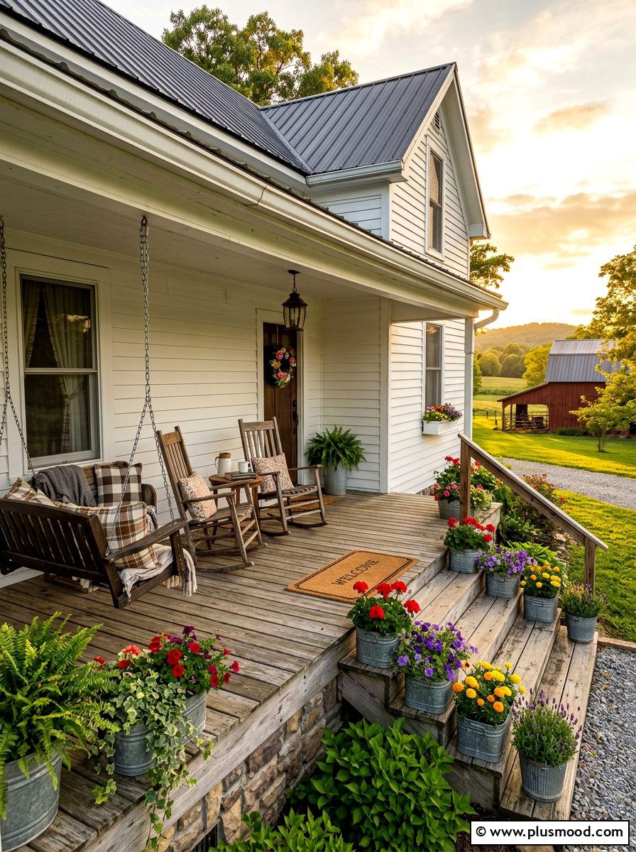 Rustic Farmhouse Porch - 25 fresh summer decorating ideas