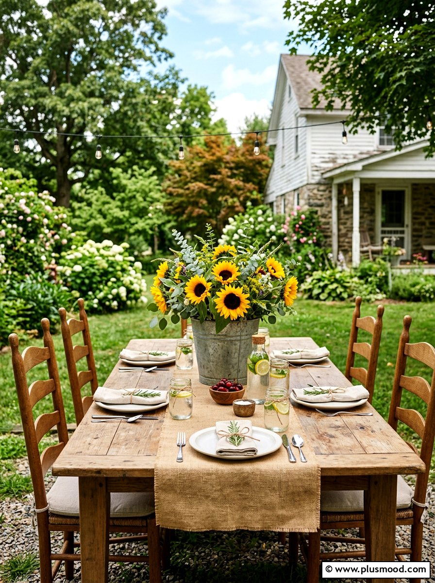 Rustic Farmhouse Summer Table - 25 summer place setting ideas for summer