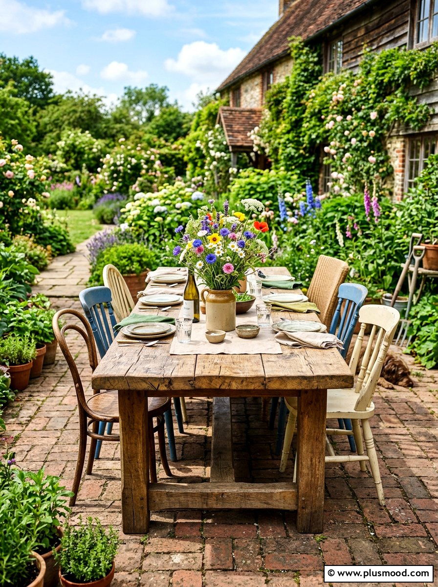 Rustic Farmhouse Table - 25 summer patio dining decor ideas