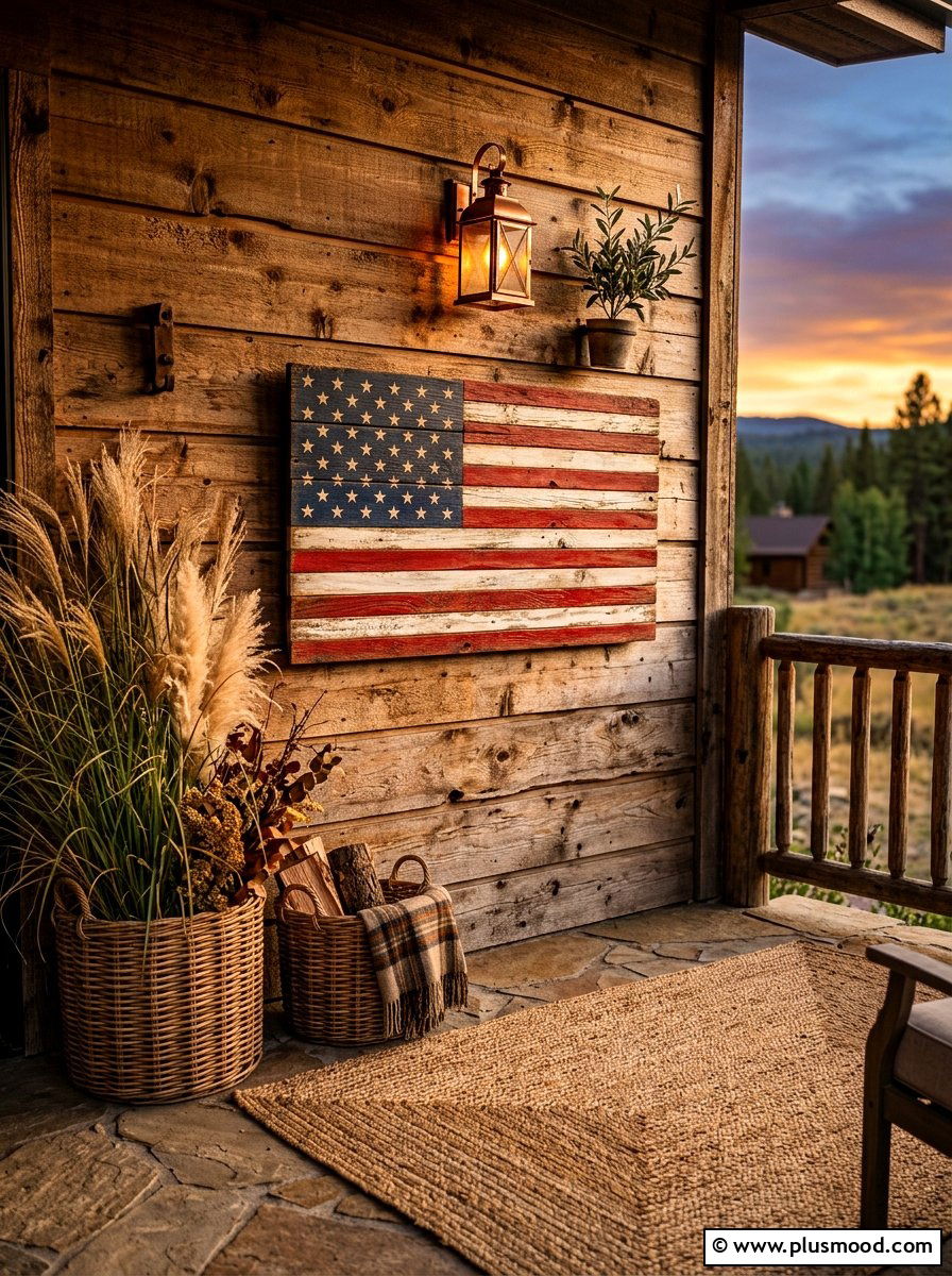 Rustic Flag Decor - 25 summer front porch decor ideas with flags