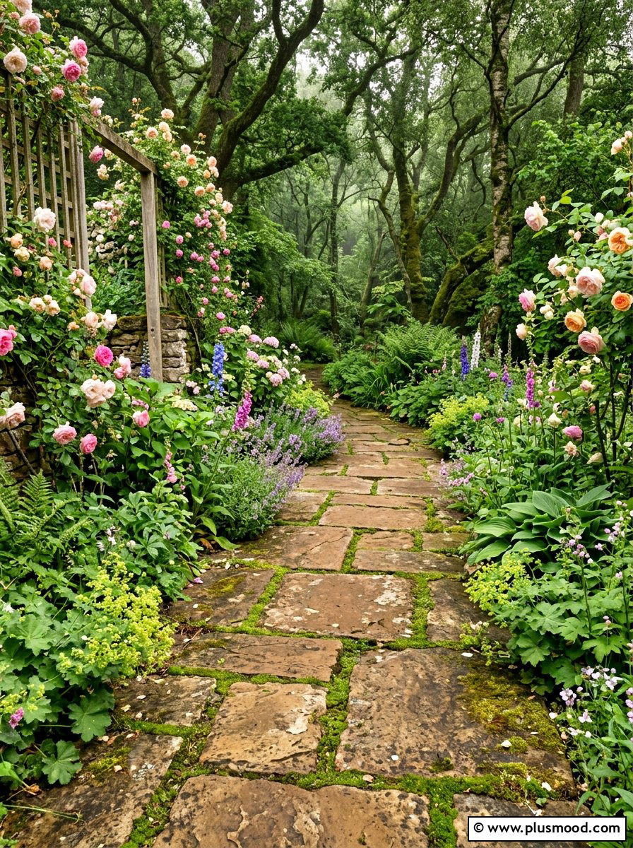 Rustic Flagstone Path - 25 small backyard ideas with flagstone