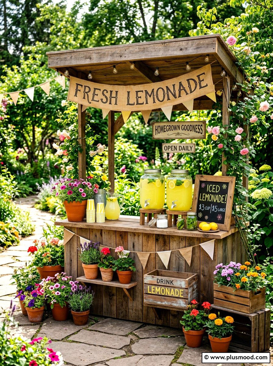 Rustic Garden Lemonade Stand - 25 summer drink station ideas for summer