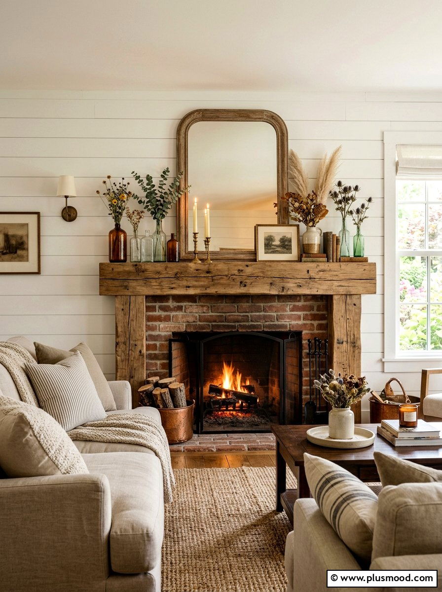 Rustic Living Room Mantel - 25 summer rustic decor ideas