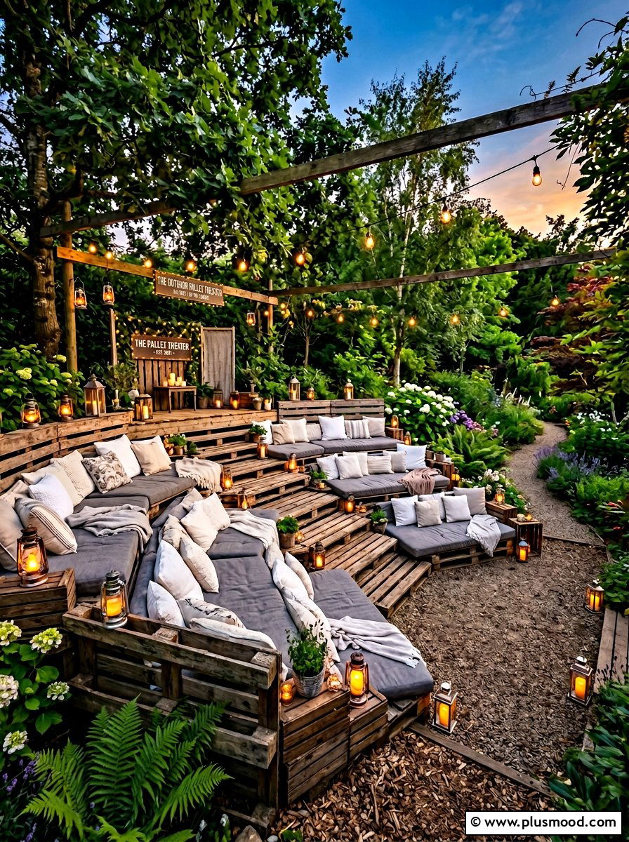 Rustic Pallet Theater - 25 summer backyard movie night ideas