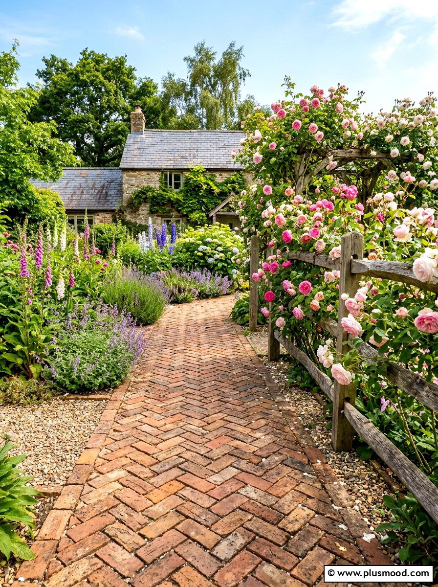 Rustic Reclaimed Brick Walkway - 25 summer garden pathway ideas