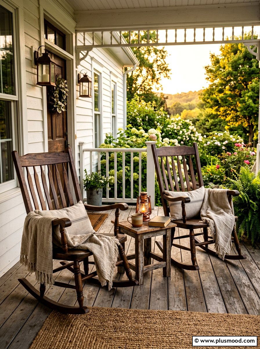 Rustic Rocking Chair - 25 late summer porch decor ideas