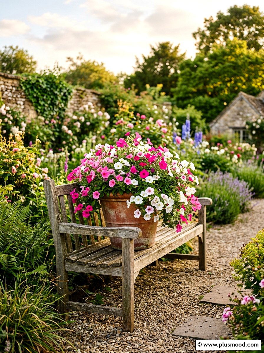 Rustic Terracotta Petunia Mix - 25 summer mixed container ideas