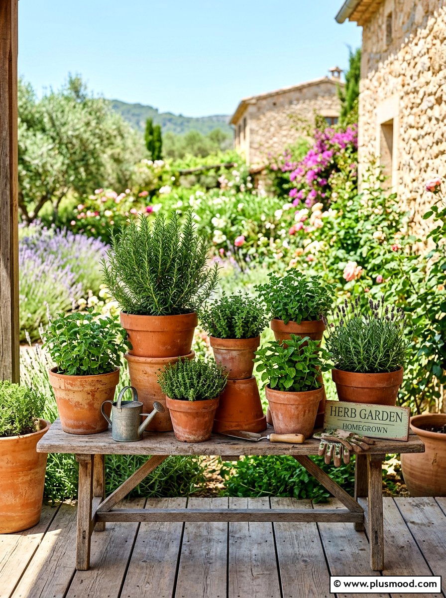 Rustic Terracotta Pot Display - 25 summer rustic summer decor ideas