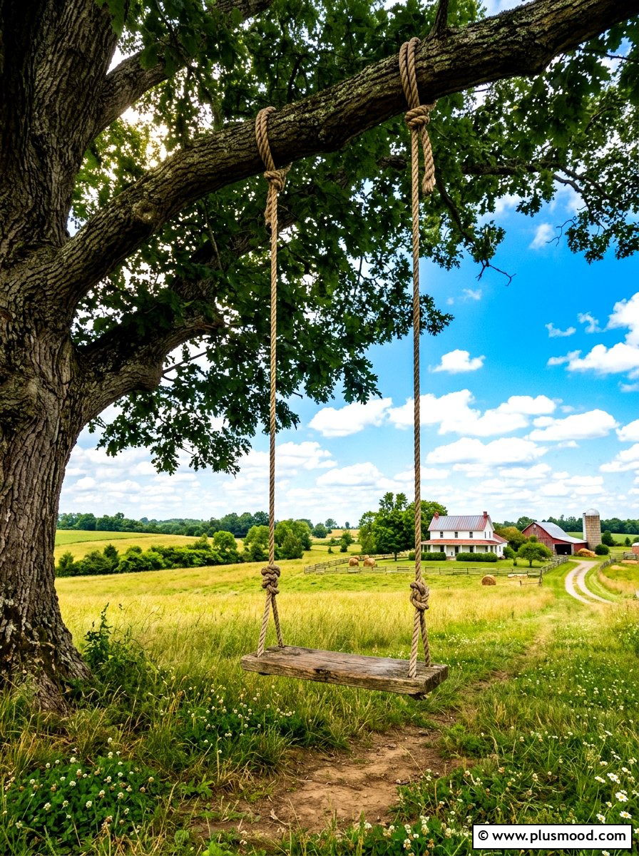 Rustic Tree Swing - 25 summer backyard farmhouse ideas