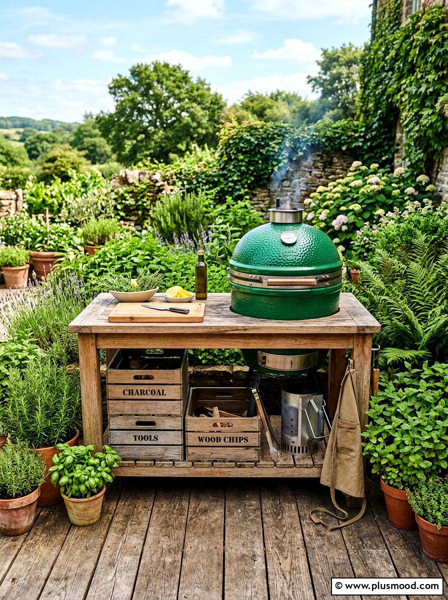 Rustic Wood Grill Table - 25 summer backyard grill area ideas