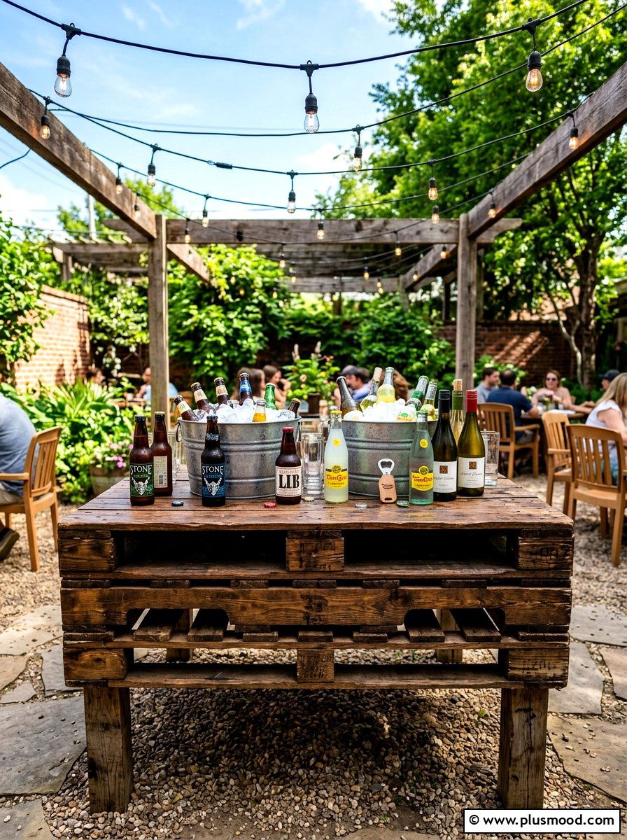 Rustic Wood Pallet Table - 25 summer outdoor buffet ideas